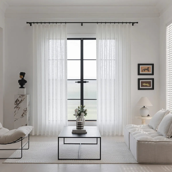 Willow Embossed White Sheer Pleated