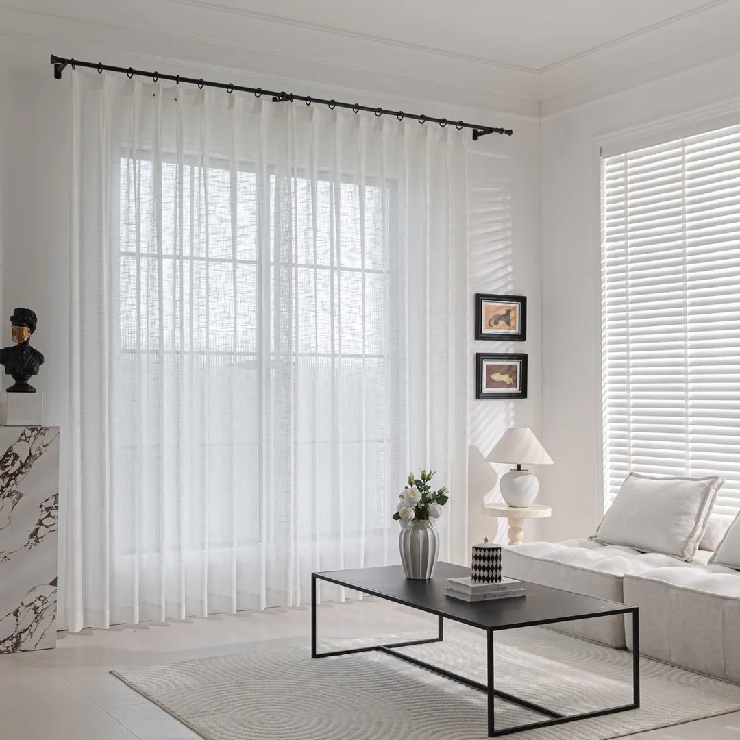 Willow Embossed White Sheer Pleated