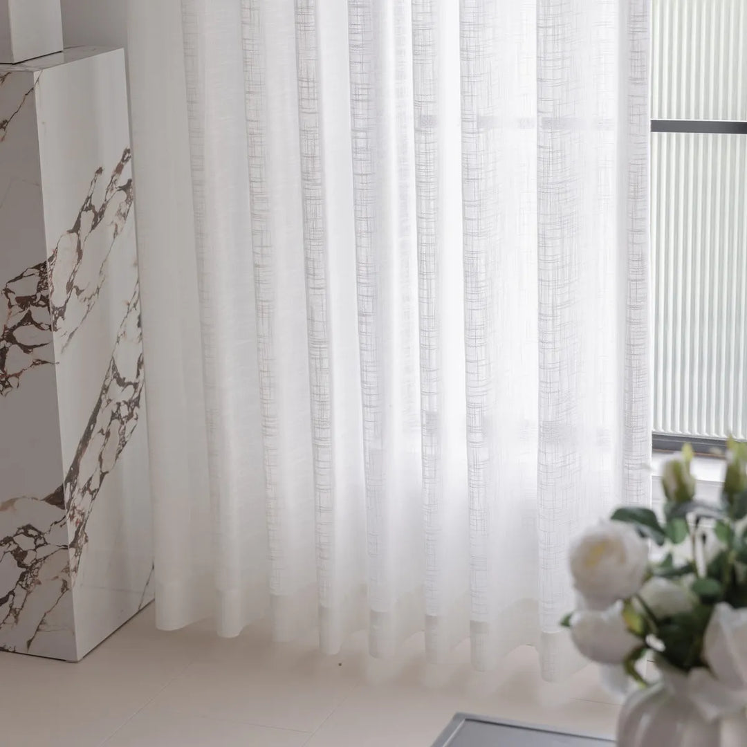 Willow Embossed White Sheer Pleated
