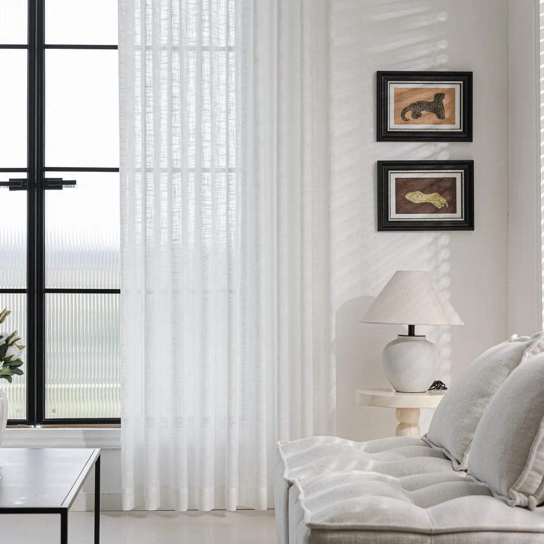 Willow Embossed White Sheer Pleated