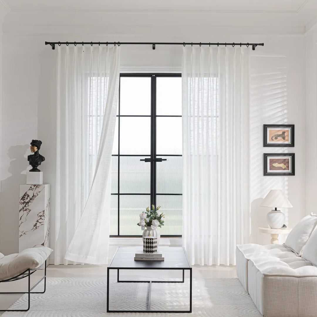 Willow Embossed White Sheer Pleated