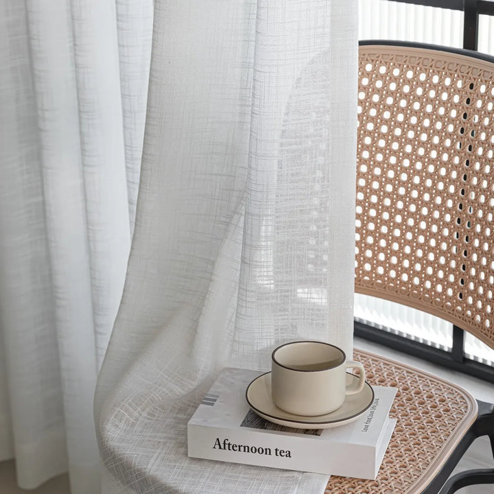 Willow Embossed White Sheer Pleated