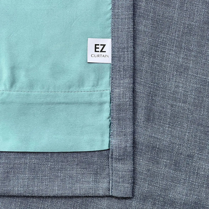 Navy Blue Seren Linen Blend Drapery Pleated