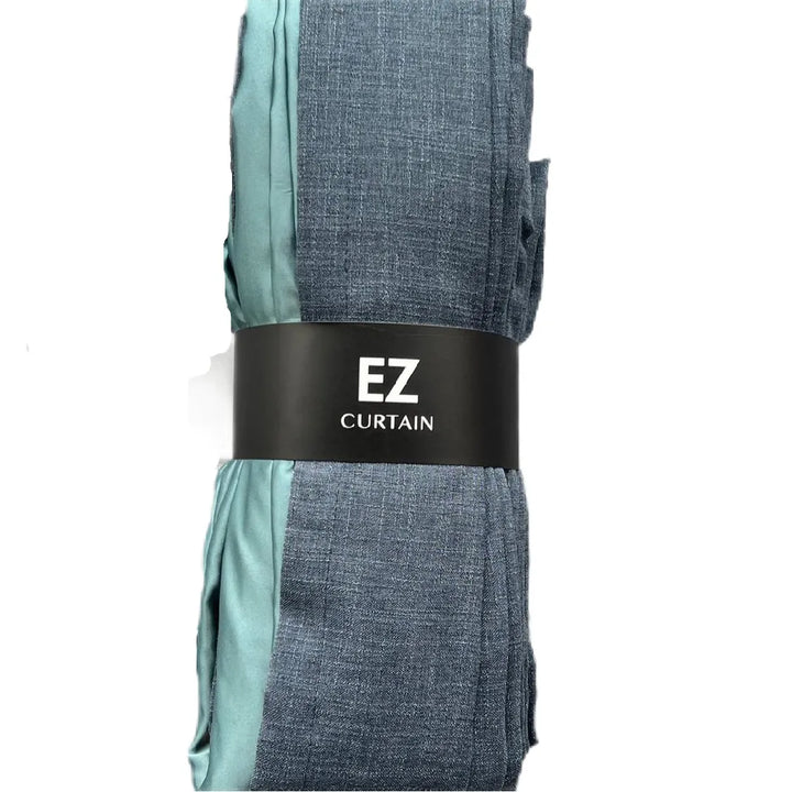 Navy Blue Seren Linen Blend Drapery Pleated