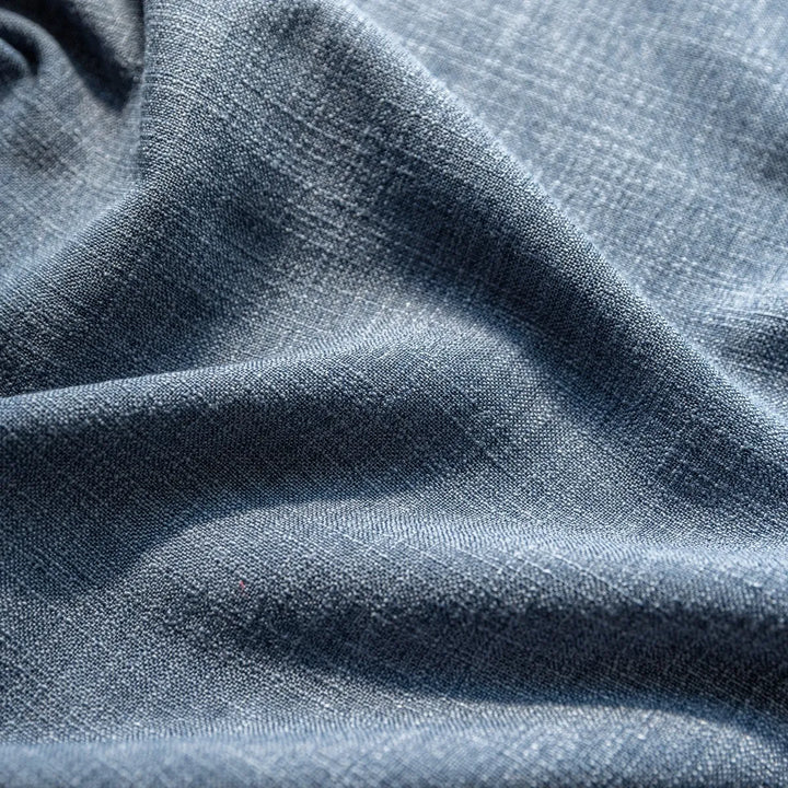 Navy Blue Seren Linen Blend Drapery Pleated