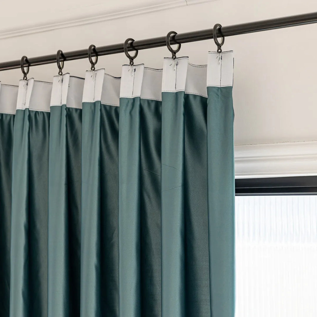 Navy Blue Seren Linen Blend Drapery Pleated